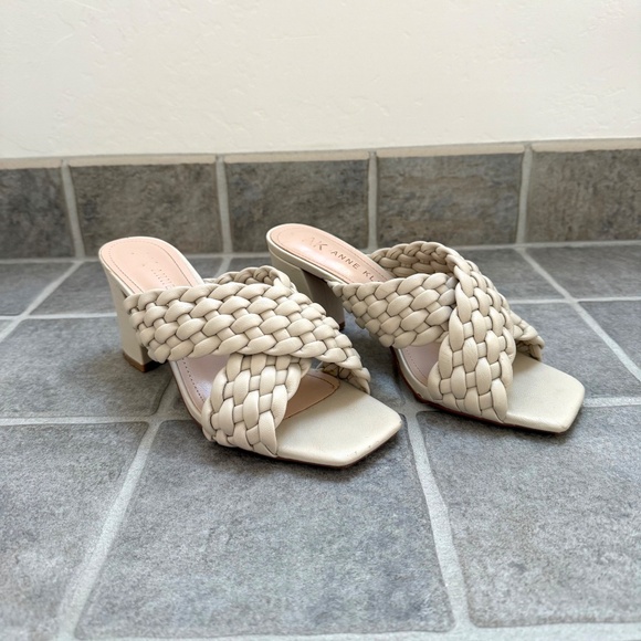 Anne Klein Braided Faux Leather Women’s Chunky Heel, Square Toe, Mule, Size 7 - Picture 3 of 6